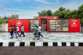 This healthcare unit is made from upcycled shipping containers
